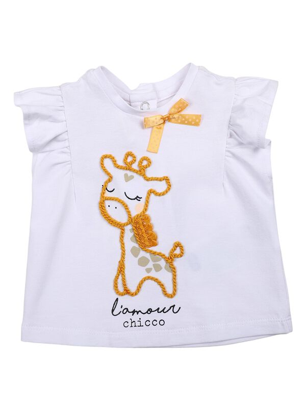 Girls White Short Sleeve Knitted T- Shirt image number 0